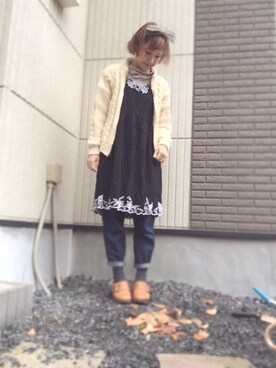 「MOHEDA TOFFELN（モヘダトフェール）のアイテム（その他シューズ）」を使った、ma.さん（レディース・152cm）の秋コーディネート