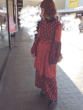 「ヴィンテージワンピース」｜「アイテム（ブーツ）」を使った、ma.さん（レディース・152cm）の冬コーディネート