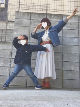 「アイテム（モカシン/デッキシューズ、ブラウン系）」を使った、ma.さん（レディース・152cm）の春コーディネート