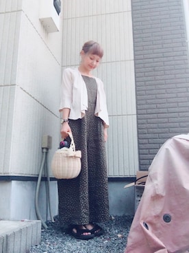 「YECCA VECCA（イェッカヴェッカ）のアイテム（ノーカラージャケット）」を使った、ma.さん（レディース・152cm）の夏コーディネート