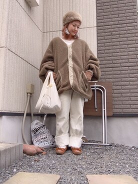 「OSHKOSH（オシュコシュ）のアイテム（サロペット/オーバーオール）」を使った、ma.さん（レディース・152cm）の冬コーディネート