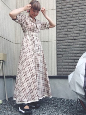「チェックワンピース」｜ma.さん（レディース・152cm）の夏コーディネート