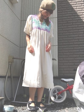 「VINTAGE（ヴィンテージ）のアイテム（ワンピース）」を使った、ma.さん（レディース・152cm）の秋コーディネート