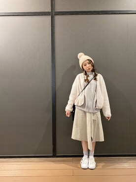 「STYLE」｜「アイテム（ノーカラージャケット）」を使った、Carmen Wさん（レディース・158cm）の冬コーディネート