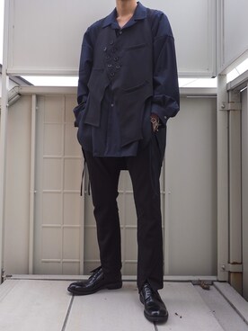 「Yohji Yamamoto（ヨウジヤマモト）のアイテム（ドレスシューズ）」を使った、げさん（メンズ・171cm）の秋コーディネート