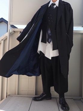 「sulvam（サルバム）のアイテム（チェスターコート）」を使った、げさん（メンズ・171cm）の冬コーディネート
