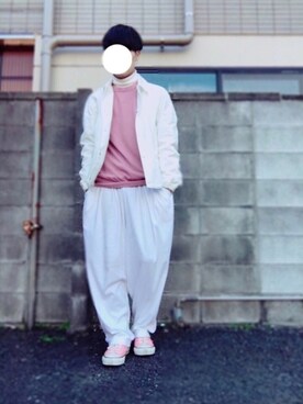 ジャケット アウターを使った 白 ピンク のメンズ人気ファッションコーディネート Wear