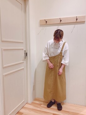 「袖ボリューム」｜「アイテム（ジャンパースカート）」を使った、sakura✿さん（レディース・158cm）の春コーディネート