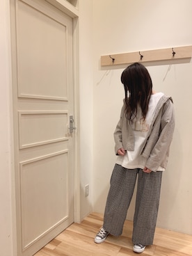 「麻ジャケット」｜「アイテム（その他アウター）」を使った、sakura✿さん（レディース・158cm）の春コーディネート