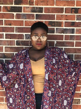 「plussize」｜「アイテム（その他アウター）」を使った、Lashawnta Russellさん（レディース・150cm）の春コーディネート