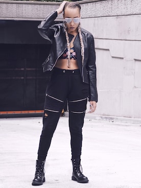 「MOTO」｜「アイテム（その他アウター）」を使った、Danielle Harrisさん（レディース・170cm）の秋コーディネート
