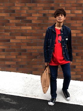 「OSHKOSH（オシュコシュ）のアイテム（デニムジャケット）」を使った、ちゃんかわさん（メンズ・172cm）の春コーディネート