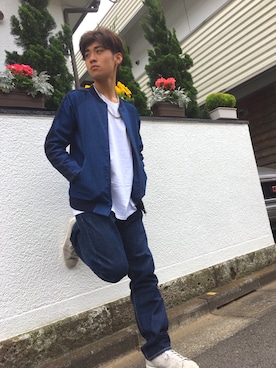 「SUPERTHANKS」｜「アイテム（ブルゾン）」を使った、ちゃんかわさん（メンズ・172cm）の春コーディネート