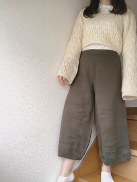 「a.g.plus（エージープラス）のアイテム（パンツ）」を使った、くま子ちゃんさん（レディース・152cm）の秋コーディネート