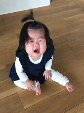 「9ヶ月」｜「アイテム（ワンピース/ドレス）」を使った、ひなのさん（キッズ・50cm）の秋コーディネート