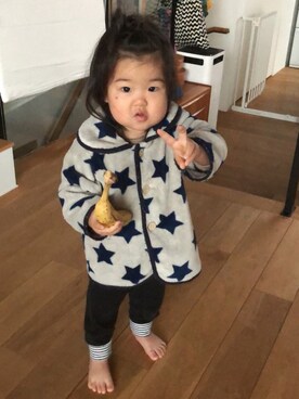 「西松屋（ニシマツヤ）のアイテム（その他アウター）」を使った、ひなのさん（キッズ・50cm）の春コーディネート