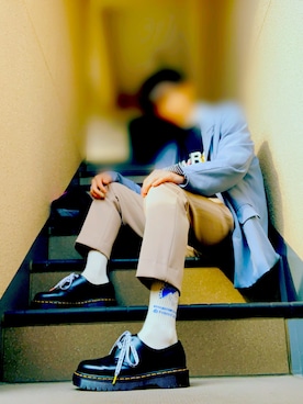 「ADER error（アーダーエラー）のアイテム（レッグウェア）」を使った、るんばさん（メンズ・170cm）の冬コーディネート