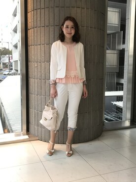 「Dear Princess（ディアプリンセス）のアイテム（ノーカラージャケット）」を使った、ismさん（レディース・170cm）の春コーディネート