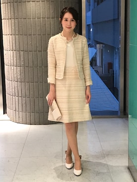 「アイテム（ノーカラージャケット、ピンク系）」を使った、ismさん（レディース・170cm）の秋コーディネート