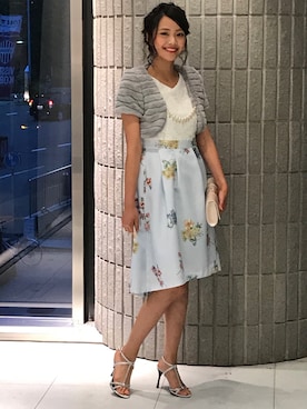 「アイテム（ノーカラージャケット、グレー系）」を使った、ismさん（レディース・170cm）の秋コーディネート