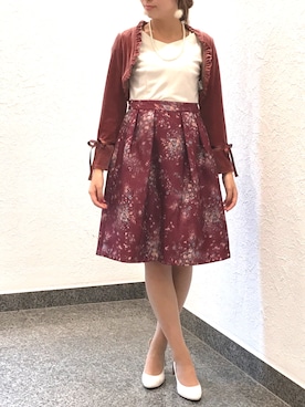 「アイテム（ノーカラージャケット、ピンク系）」を使った、ismさん（レディース・170cm）の秋コーディネート