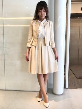 「発表会」｜「アイテム（ノーカラージャケット）」を使った、ismさん（レディース・160cm）の春コーディネート