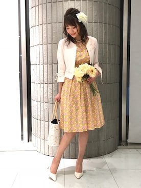 「結婚式二次会スタイル」｜「アイテム（ノーカラージャケット）」を使った、ismさん（レディース・170cm）の春コーディネート
