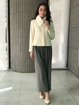 「ファー」｜「アイテム（ピーコート）」を使った、ismさん（レディース・170cm）の夏コーディネート
