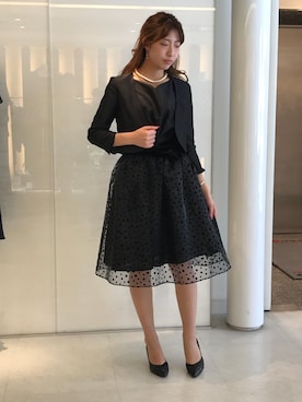 「パーティースタイル」｜「アイテム（ノーカラージャケット）」を使った、ismさん（レディース・160cm）の秋コーディネート