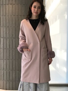 「アイテム（ステンカラーコート、ピンク系）」を使った、ismさん（レディース・170cm）の秋コーディネート