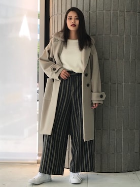 「おでかけ」｜「アイテム（チェスターコート）」を使った、ismさん（レディース・170cm）の秋コーディネート