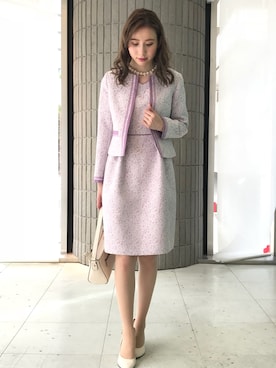 「結婚式二次会スタイル」｜「アイテム（ノーカラージャケット）」を使った、ismさん（レディース・170cm）の冬コーディネート