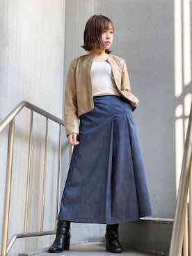 「ノーカラージャケット」｜ismさん（レディース・155cm）の冬コーディネート