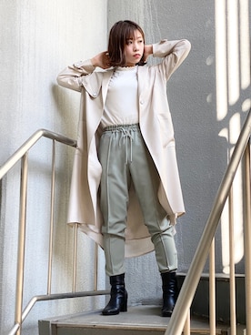 「おでかけ」｜「アイテム（チェスターコート）」を使った、ismさん（レディース・155cm）の冬コーディネート