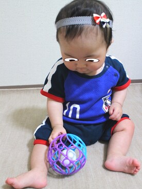 「サッカー」｜「アイテム（その他）」を使った、nikochanman0u0さん（キッズ・70cm）の夏コーディネート