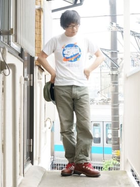 「BLACK SIGN（ブラックサイン）のアイテム（帽子）」を使った、s uchidaさん（メンズ・173cm）の夏コーディネート