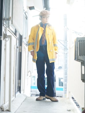 「SUGAR CANE（シュガーケーン）のアイテム（キャスケット）」を使った、s uchidaさん（メンズ・173cm）の冬コーディネート