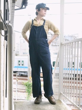「45R（フォーティファイブアール）のアイテム（サロペット/オーバーオール）」を使った、s uchidaさん（メンズ・173cm）の夏コーディネート
