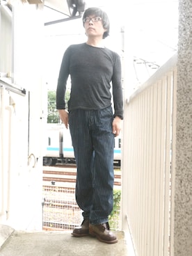 「45R（フォーティファイブアール）のアイテム（Tシャツ/カットソー）」を使った、s uchidaさん（メンズ・173cm）の夏コーディネート