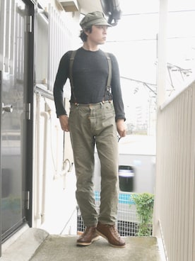 「45R（フォーティファイブアール）のアイテム（Tシャツ/カットソー）」を使った、s uchidaさん（メンズ・173cm）の夏コーディネート