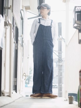 「45R（フォーティファイブアール）のアイテム（サロペット/オーバーオール）」を使った、s uchidaさん（メンズ・173cm）の夏コーディネート