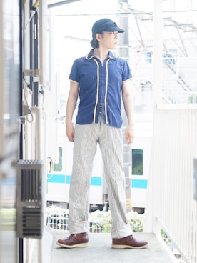 「45R（フォーティファイブアール）のアイテム（デニムパンツ）」を使った、s uchidaさん（メンズ・173cm）の夏コーディネート
