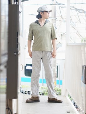 「45R（フォーティファイブアール）のアイテム（デニムパンツ）」を使った、s uchidaさん（メンズ・173cm）の夏コーディネート