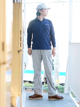 「45R（フォーティファイブアール）のアイテム（デニムパンツ）」を使った、s uchidaさん（メンズ・173cm）の夏コーディネート