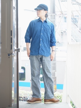 「小花柄」｜「アイテム（キャップ）」を使った、s uchidaさん（メンズ・173cm）の夏コーディネート