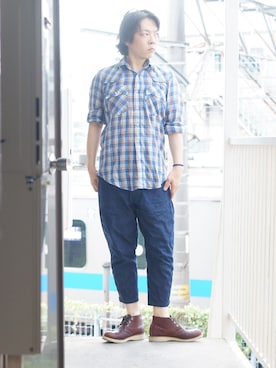 「OMNIGOD（オムニゴッド）のアイテム（パンツ）」を使った、s uchidaさん（メンズ・173cm）の夏コーディネート