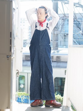 「45R（フォーティファイブアール）のアイテム（サロペット/オーバーオール）」を使った、s uchidaさん（メンズ・173cm）の秋コーディネート
