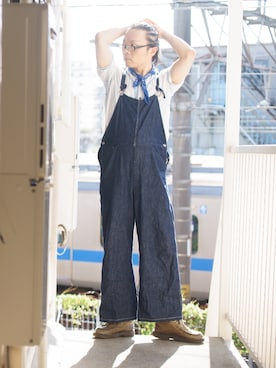 「45R（フォーティファイブアール）のアイテム（サロペット/オーバーオール）」を使った、s uchidaさん（メンズ・173cm）の秋コーディネート