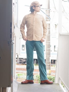 「SUGAR CANE（シュガーケーン）のアイテム（キャスケット）」を使った、s uchidaさん（メンズ・173cm）の秋コーディネート