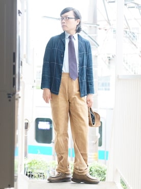 「BEN DAVIS（ベンデイビス）のアイテム（カーゴパンツ）」を使った、s uchidaさん（メンズ・173cm）の秋コーディネート
